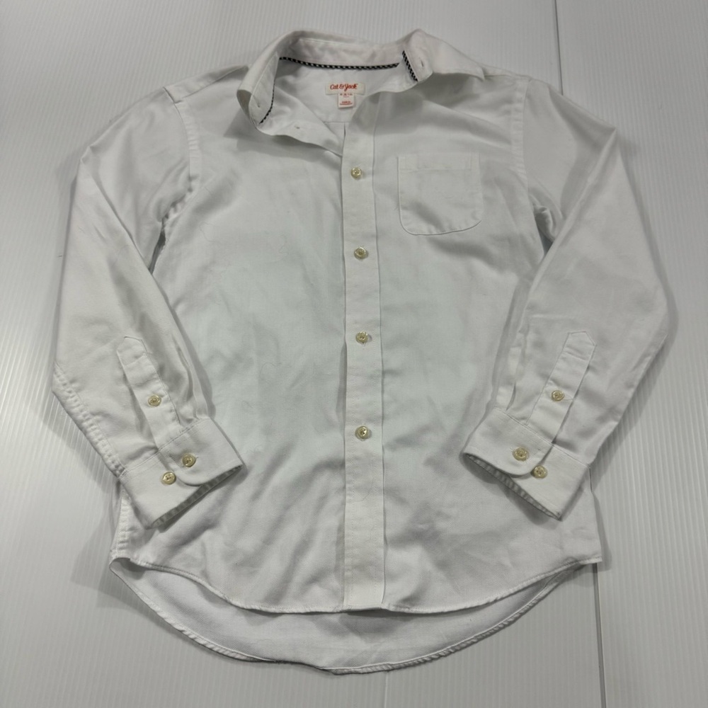 405. Kids Cat & Jack White Casual‎ Button-Down Shirt (M 8/10)